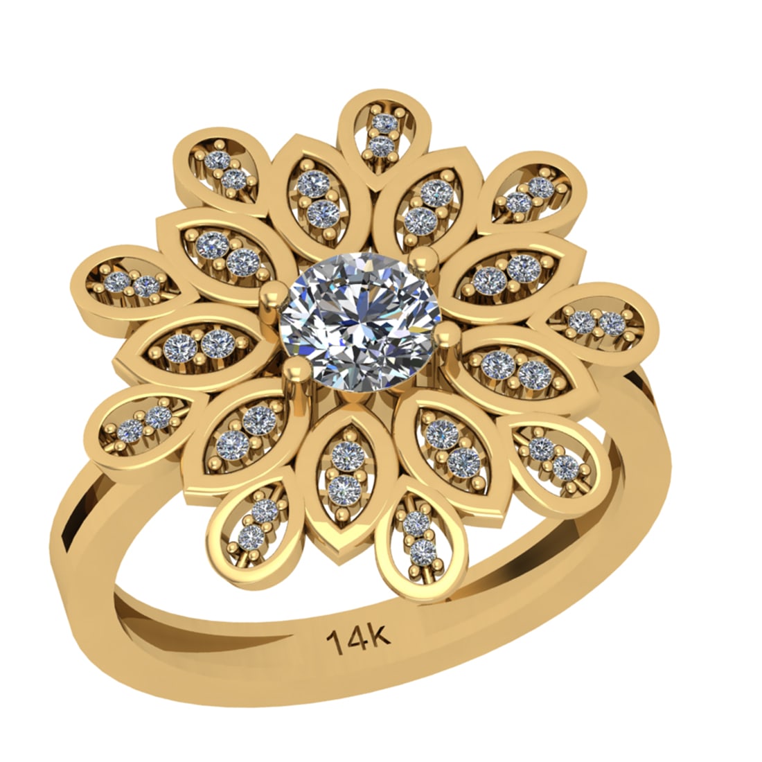 0.65 Ctw SI2/I1 Diamond 14K Yellow Gold Engagement Ring