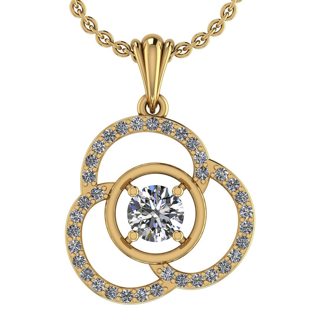0.78 Ctw SI2/I1 Diamond 14K Yellow Gold Necklace