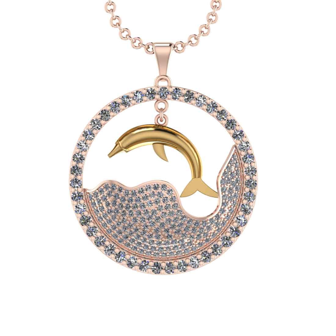 5.09 Ctw SI2/I1 Diamond 14K White and Yellow Gold two tone Zodiac Sign Fish