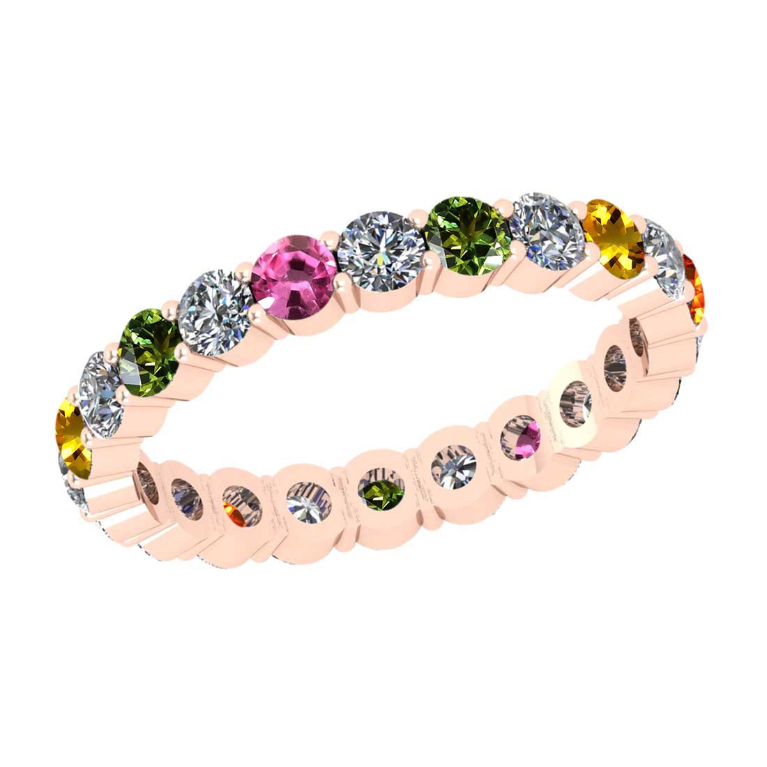 2.20 Ctw VS/SI1 Multi Stone Sapphire And Diamond 14K Rose Gold Entity Band