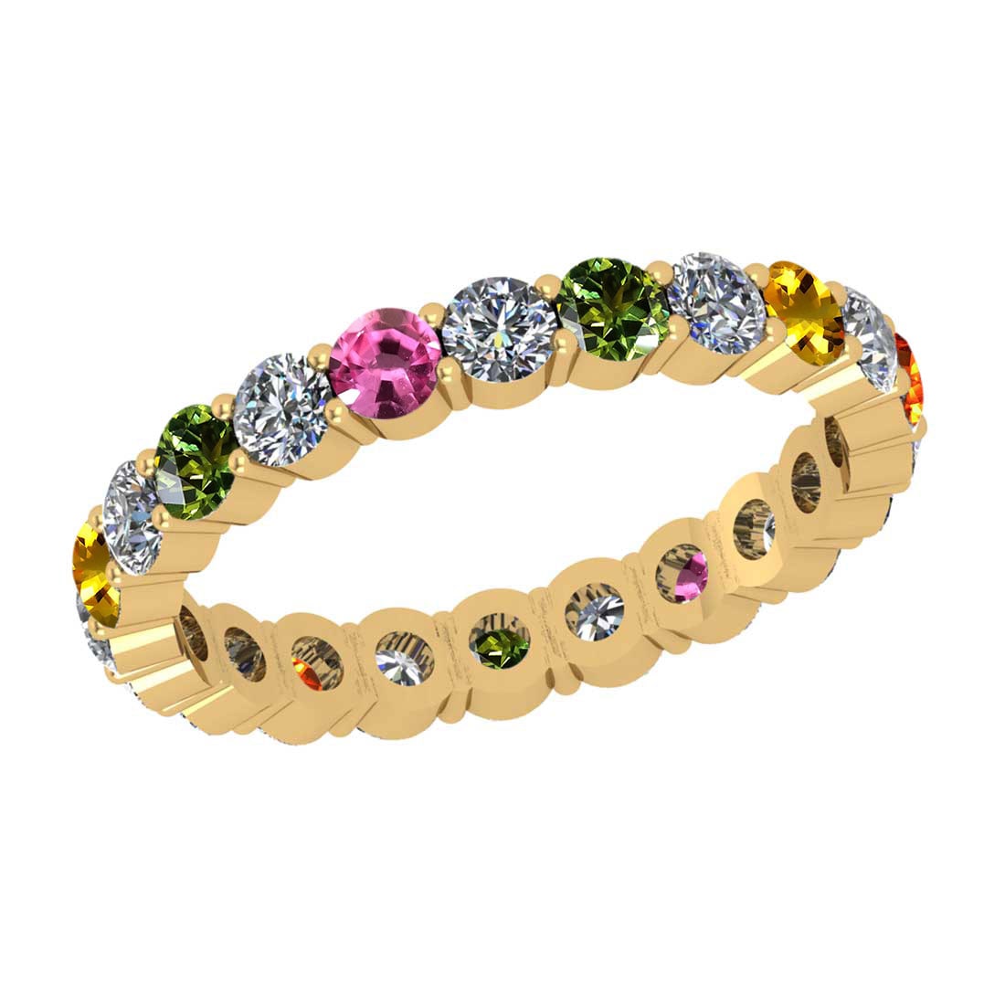 2.20 Ctw VS/SI1 Multi Stone Sapphire And Diamond 14K Yellow Gold Entity Ban: Multi Stone Weight : 1.10 Ctw ( Round Cut ) Multi Stone Color :- Pink,Yellow Green,Orange Sapphire Stone Setting : Prong Side Diamond Weight Of Ctw 1.10 Ctw Side Stone Color : J-K Stone Clarity : VS/S