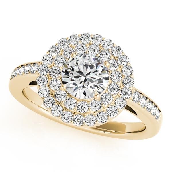 CERTIFIED 18K YELLOW GOLD 1.30 CTW J-K/VS-SI1 DIAMOND HALO ENGAGEMENT RING (1 of 1)