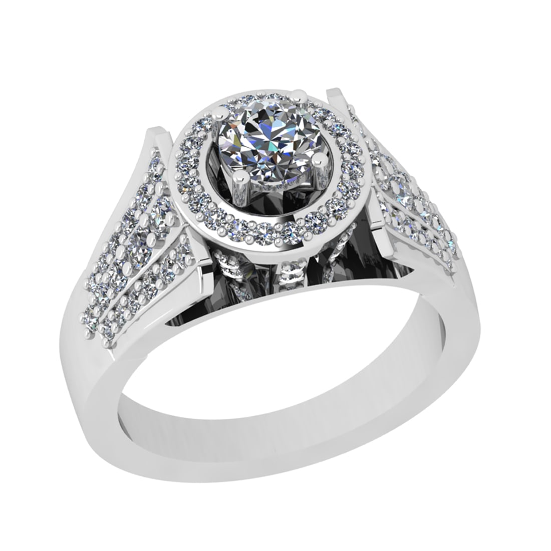 1.25 Ctw SI2/I1Diamond 14K White Gold Engagement Ring: Center Diamond Weight : 0.50 Ctw (Round Cut) Center Diamond Color : J-K Center Stone Setting : Prong Center Stone Clarity : SI2/I1Side Stone Weight Of Ctw 0.75 Ctw Side Stone Color : J-K Stone Clarity