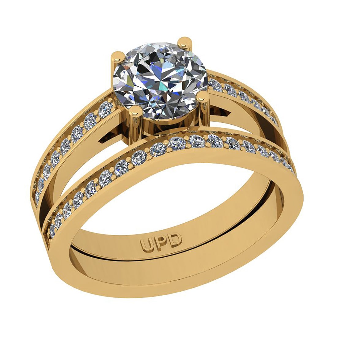 1.42 Ctw SI2/I1 Gia Certified Center Diamond 14K Yellow Gold Engagement Set: Center Diamond Weight : 1.00 Ctw ( Round Cut GIA Certified ) Center Diamond Color :-J-K Center Stone Setting : Prong Center Clarity : SI2/I1 Side Stone Weight Of Ctw 0.42 Ctw Side Stone Color : J-K St