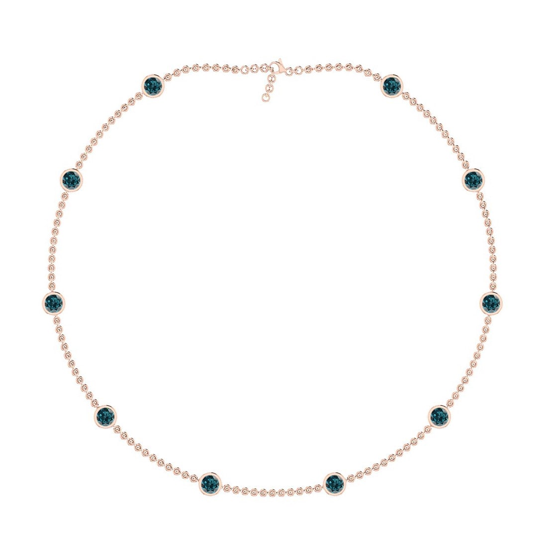 0.50 Ctw i2/i3 Treated Fancy Blue Diamond 14K Rose Gold Yard Necklace