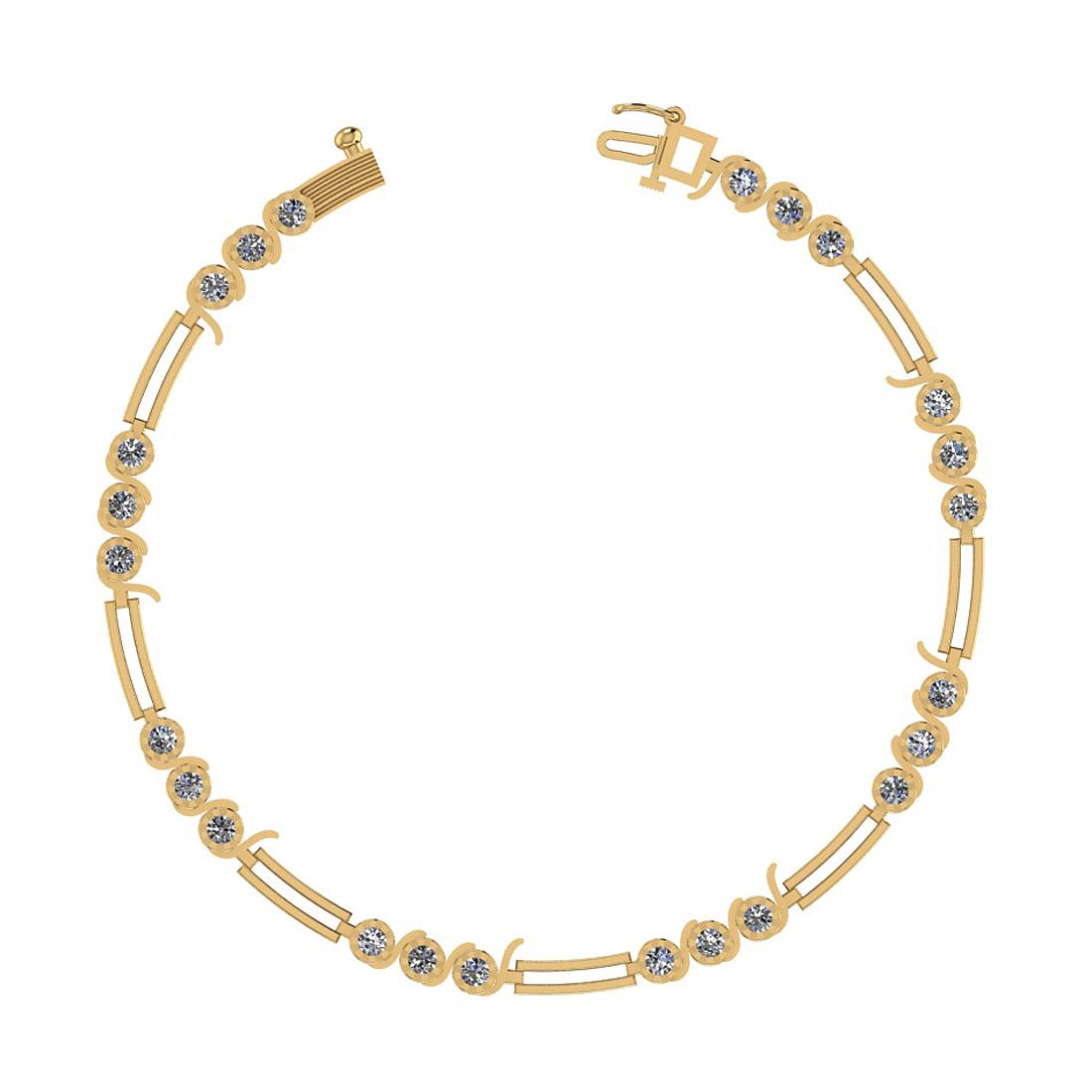 1.08 Ctw SI2/I1 Diamond 14K Yellow Gold Bracelet