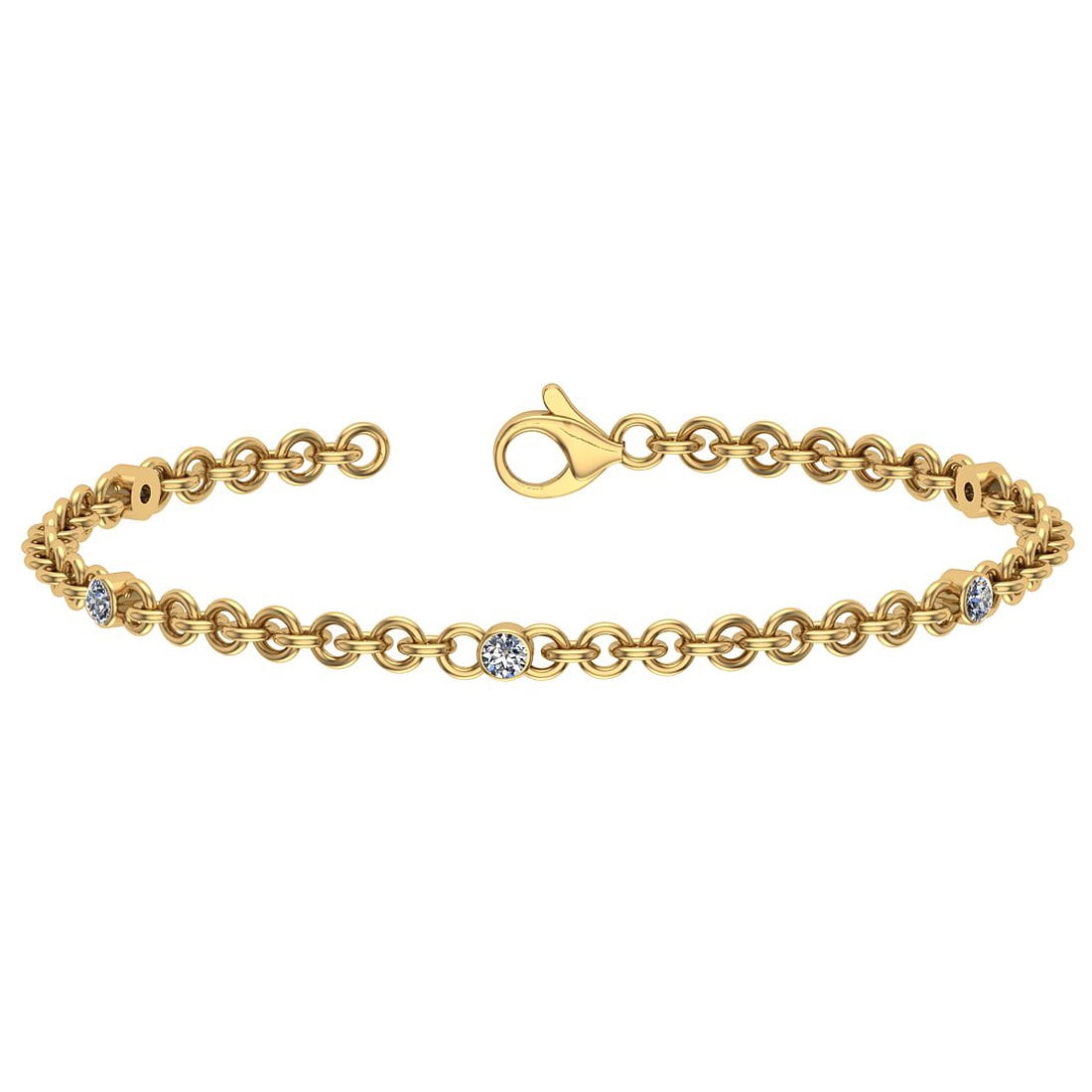 0.50 Ctw SI2/I1 Diamond 14K Yellow Gold Bracelet
