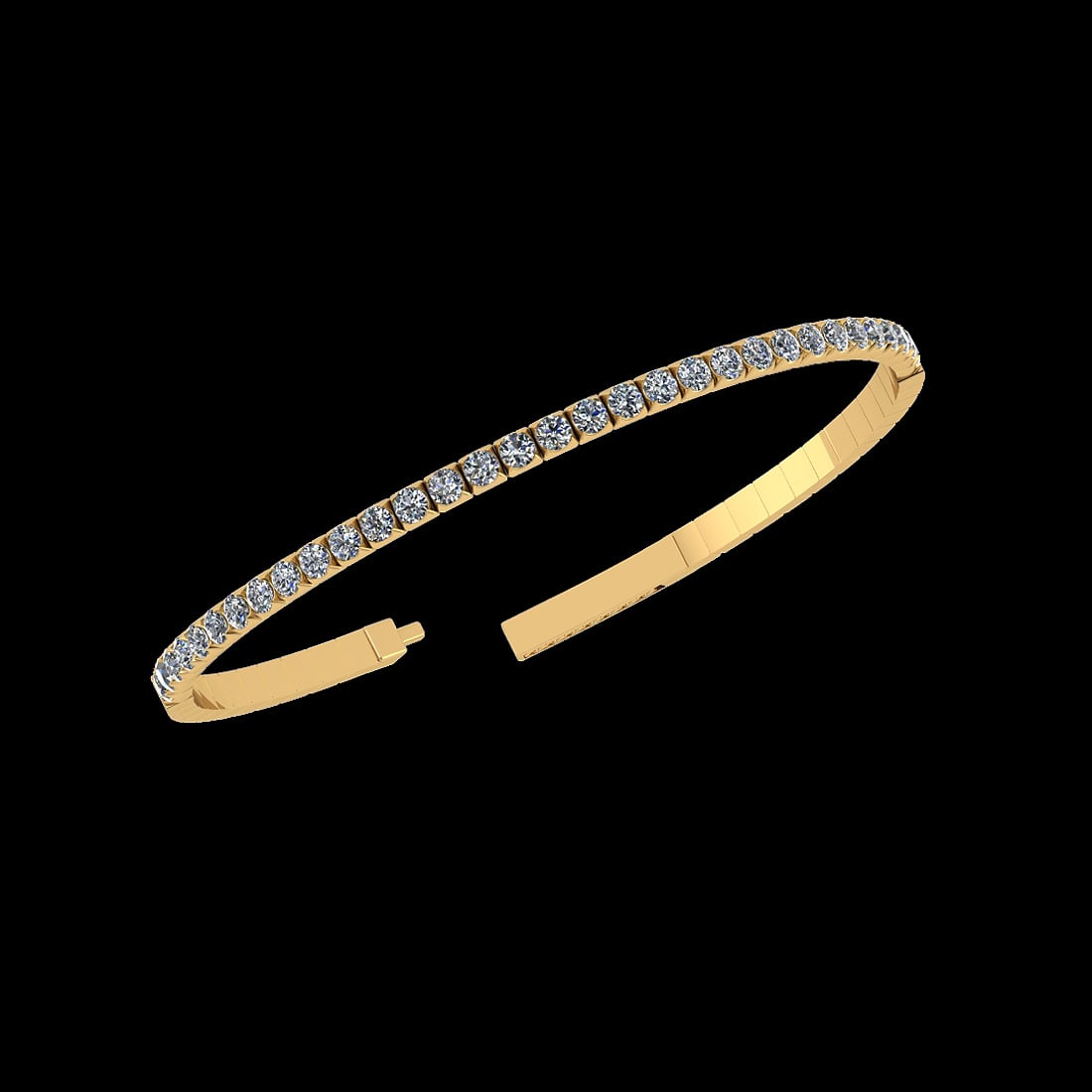 0.64 Ctw i2/i3 Diamond 14K Yellow Gold Half Bangle: Center Diamond Weight : 0.64 Ctw (Round Cut) Center Diamond Color :- J-K Center Clarity : i2/i3 Stone Setting : Prong Metal Weight : Approx 8.28 Gram 14K Yellow Gold Half Bangle MJ4056-1.7FB