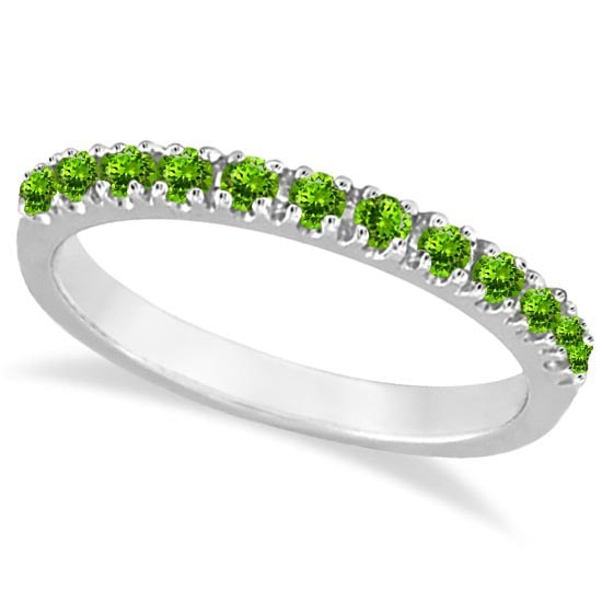 Peridot Stackable Band Anniversary Ring Guard 14k White Gold 0.38ctw: CENTER STONE; Peridot CENTER STONE CLARITY; CENTER STONE COLOR; CENTER STONE SETTING; Prong SIDE STONE CLARITY; SIDE STONE COLOR; SIDE STONE SETTING; ctw OF SIDE STONE: SIDE STONE QUALITY;