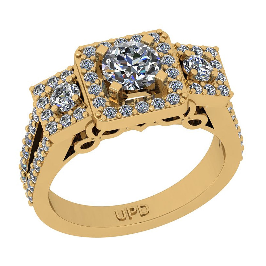 1.47 Ctw SI2/I1 Gia Certified Center Diamond 14K Yellow Gold three Stone Ri: Center Diamond Weight : 0.60 Ctw ( Round Cut GIA Certified ) Center Diamond Color :-J-K Center Stone Setting : Prong Center Clarity : SI2/I1 Side Stone Weight Of Ctw 0.87 Ctw Side Stone Color : J-K St