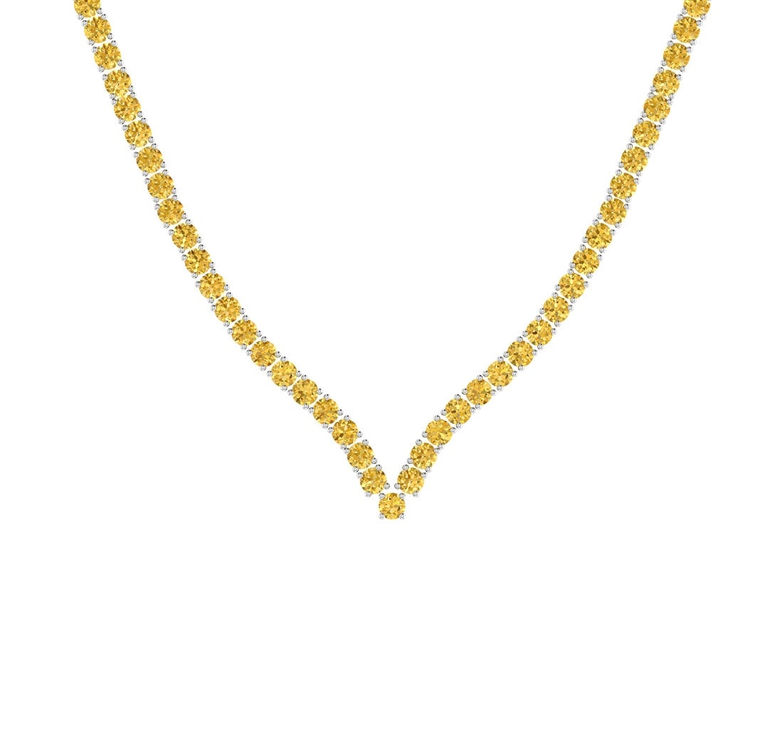 4.66 Ctw i2/i3 Treated Fancy Yellow Diamond 14K White Gold Necklace: Center Diamond Weight : 4.66 Ctw ( Round cut) Center Diamond Color : Treated Fancy Yellow Dimaond Center Clarity : i2/i3 Center Stone Setting : Prong Metal Weight : Approx 14.49 Gram 14K White Gold La