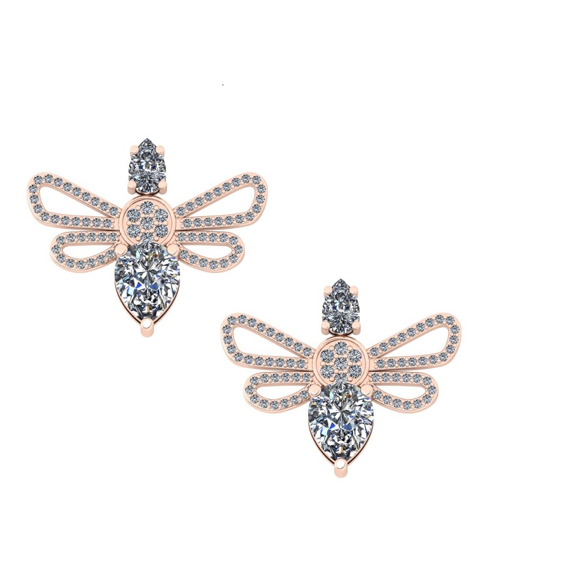 3.80 Ctw SI2/I1 Diamond 14K Rose Gold Earrings: Center Diamond Weight : 3.00 Ctw (Pear Cut) Center Diamond Color : J-K Center Stone Setting : Prong Center Stone Clarity : SI2/I1 Side Stone Weight Of Ctw 0.80 Ctw Side Stone Color : J-KStone Clarity 
