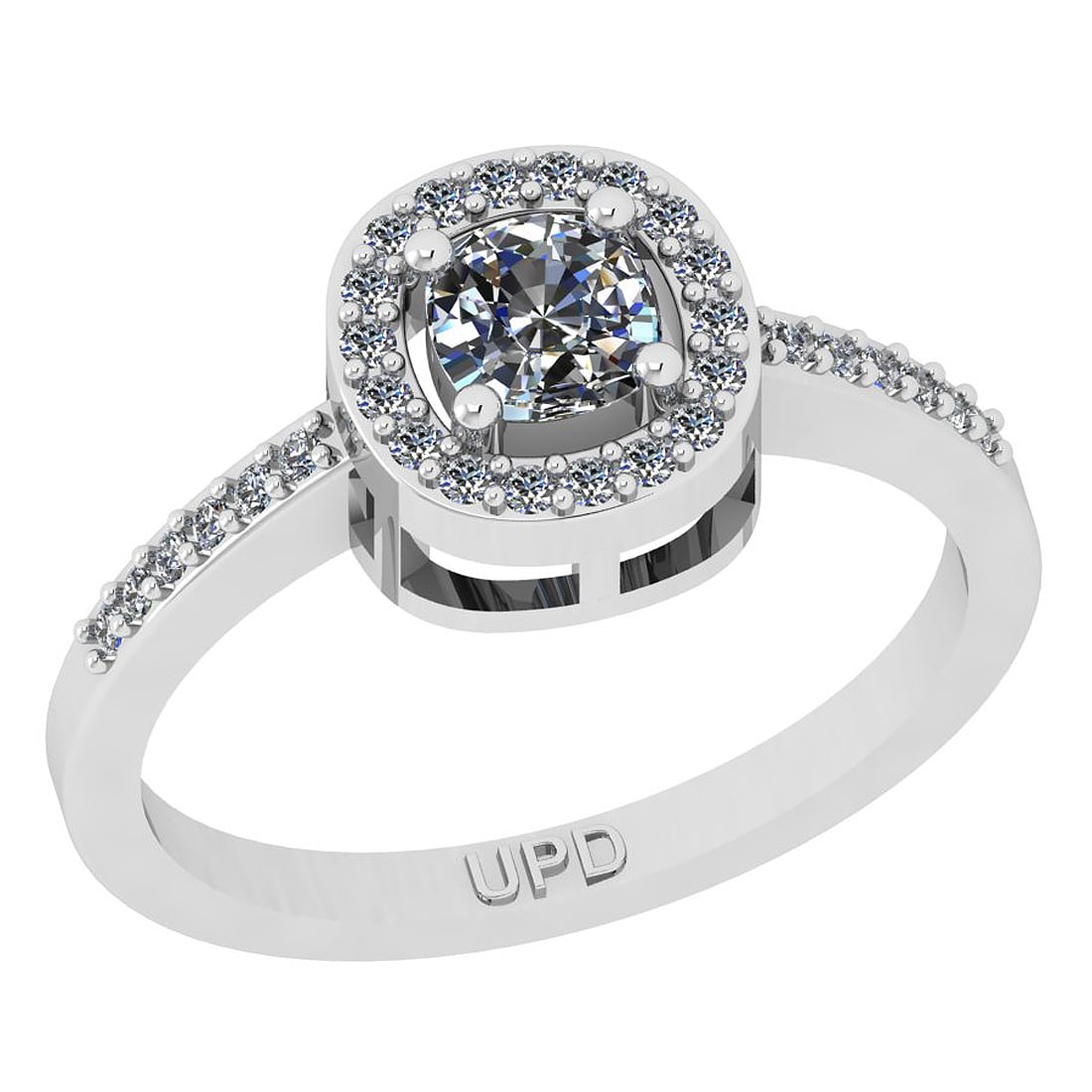 0.58 ctw GIA Certified Center StoneDiamond 14K White Gold Engagement Halo R: Center Diamond Weight :-0.40 Ctw (Cushion Cut) GIA Certified Center StoneCenter Color :- I-J Stone Clarity : SI2/I1 Stone Setting : Prong Side Stone Weight Of Ctw 0.18 ctw Side Stone Color : I-J Stone