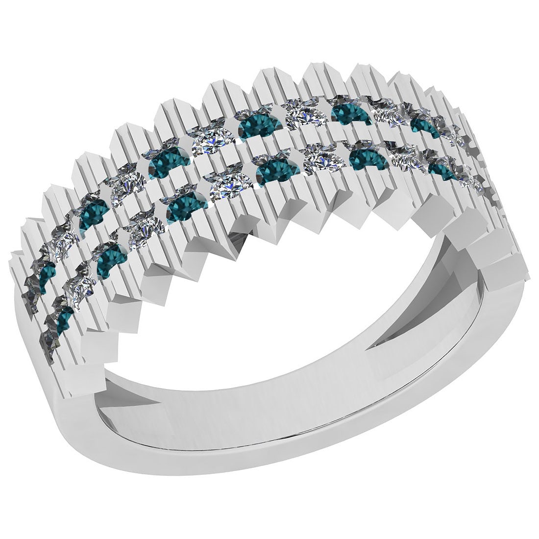 Certified 1.00 Ctw I2/I3 Treated Fancy Blue And White Diamond Style Channel