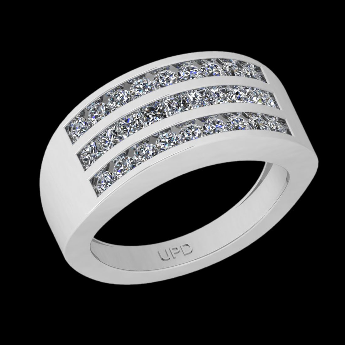1.17 Ctw VS/SI1 Diamond 14K White Gold Groom s Wedding Band Ring: Diamond Weight : 1.17 Ctw (Princess & Round Cut ) Diamond Stone Color : J-K Stone Clarity : VS/SI1 Stone Setting : Channel Metal Weight : Approx 7.10 Gram 14K White Gold Groom s Wedding Band Ring Curr