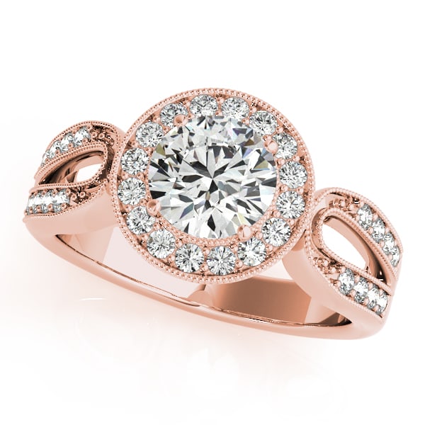 CERTIFIED 18K ROSE GOLD .72 CTW J-K/VS-SI1 DIAMOND HALO ENGAGEMENT RING