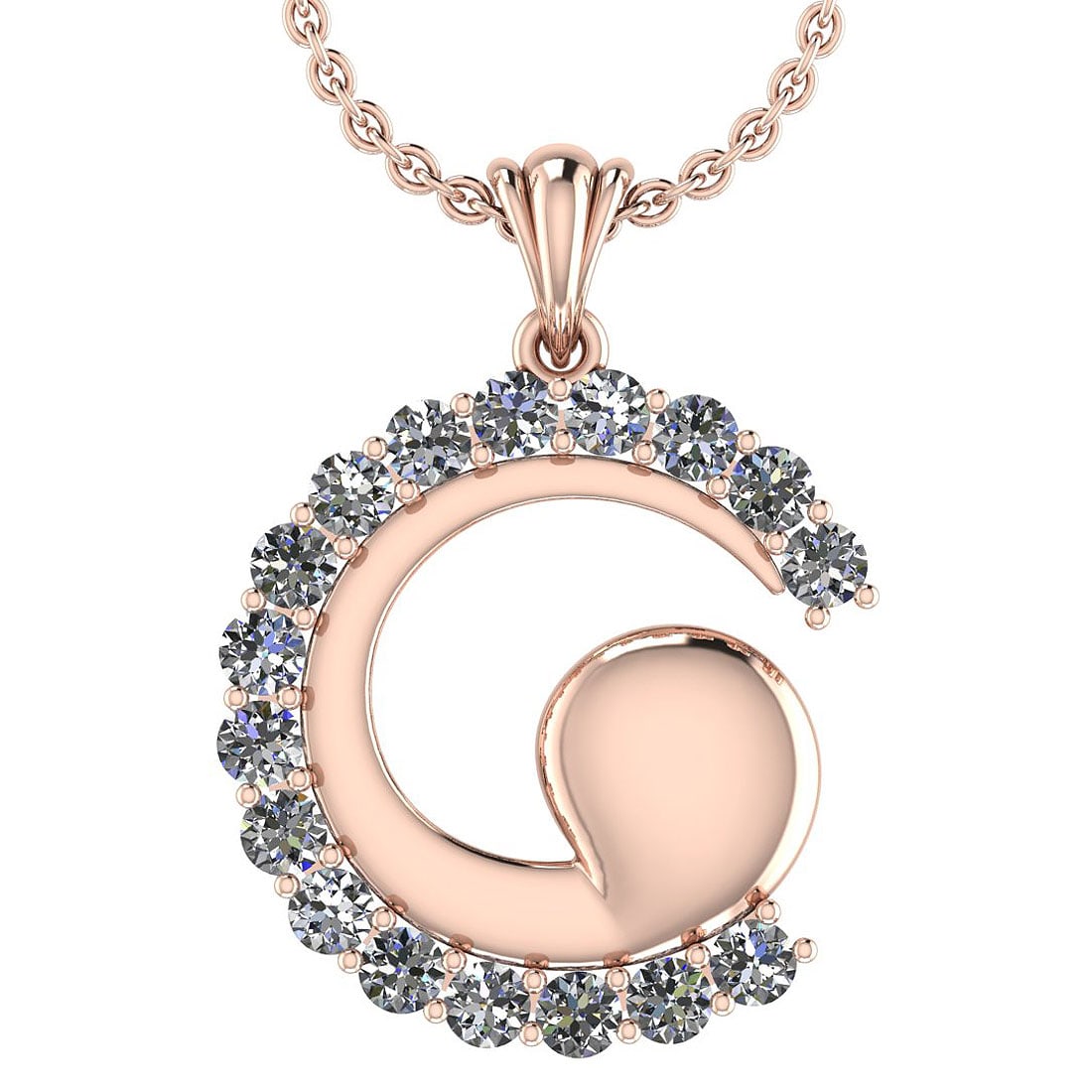 1.17 Ctw SI2/I1 Diamond 14K Rose Gold Necklace