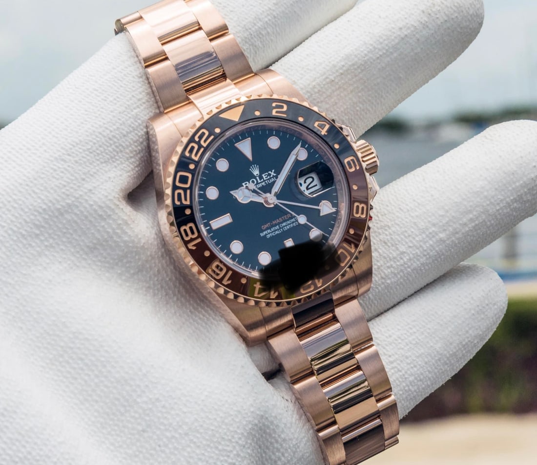 Brand New 18kt Gold Rose Gold Rolex GMT Master II Ref 126715: Brand New 18kt Gold Rose Gold Rolex GMT Master II Ref 126715 #PAPPS18285v8