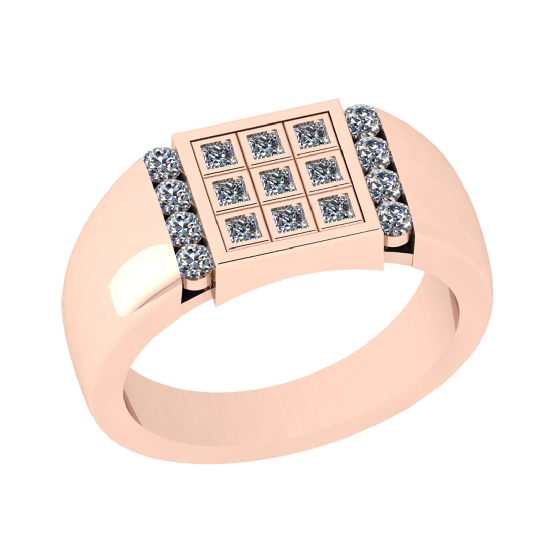 0.44 Ctw SI2/I1 Diamond 14K Rose Gold Men s Engagement Ring: Total Diamond Weight : 0.44 Ctw (Princess & Round Cut) Color : J-K Setting : Prong Stone Clarity : SI2/I1 Metal Weight : Approx 4.90 Gram 14K Rose Gold Men s Engagement Ring #PAPPS91476v7