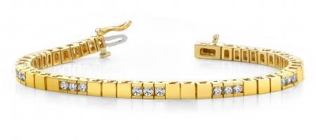 14KT YELLOW GOLD 1 CTW G-H VS2/SI1 DIAMOND BUILDING BLOCK TENNIS BRACELET