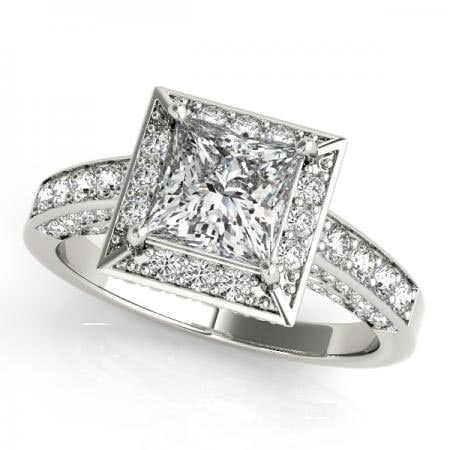 CERTIFIED 18KT WHITE GOLD 1.00 CTW J-K/VS-SI1 DIAMOND HALO ENGAGEMENT RING (1 of 1)
