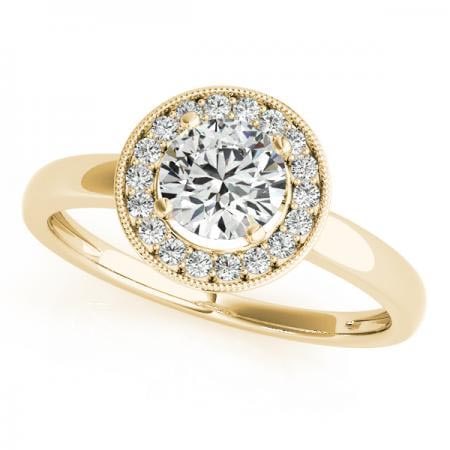 CERTIFIED 18K YELLOW GOLD 1.36 CTW J-K/VS-SI1 DIAMOND HALO ENGAGEMENT RING