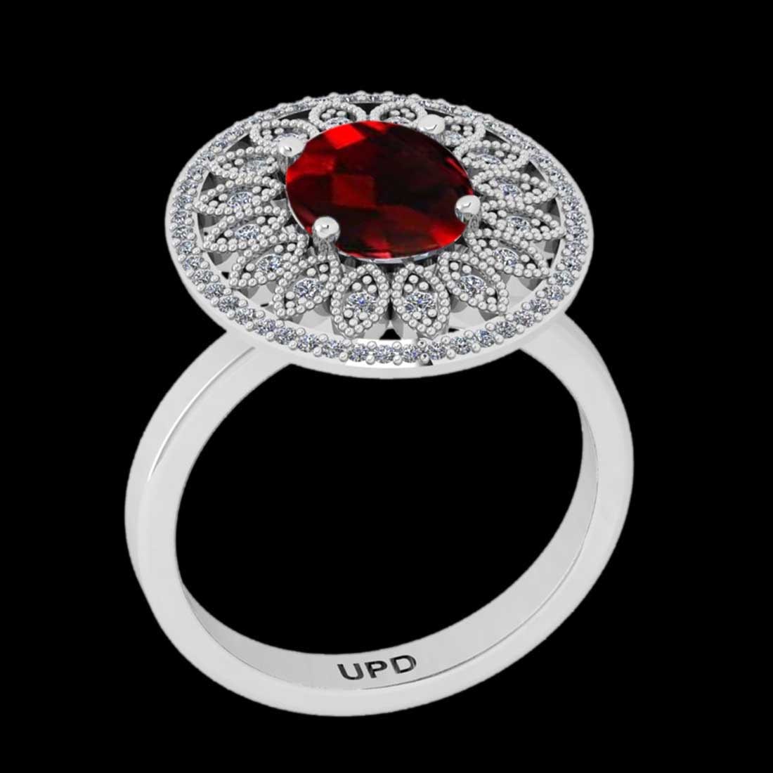 4.29 Ctw VS/SI1 Spessartite Garnet and Diamond 14K White Gold Engagement Ri: Center Stone Weight : 3.85 Ctw ( Oval Cut) Center stone Color :-Spessartite Garnet Center Stone Setting : Prong Side Stone Weight Of Ctw 0.44 Ctw Side Stone Color : J-K Stone Clarity : VS/SI1 Stone