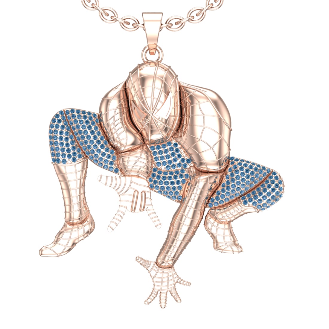 1.25 Ctw Aquamarine Prong Set 14K Rose Gold marvel characters theme Pendant: Center Stone Weight : 1.25 Ctw (Round Cut) Center Stone Color :- Aquamarine Center Setting : Prong Center Clarity : SI2/I1 Metal Weight : Approx 38.50 Gram 14K Rose Gold marvel characters theme Pendan