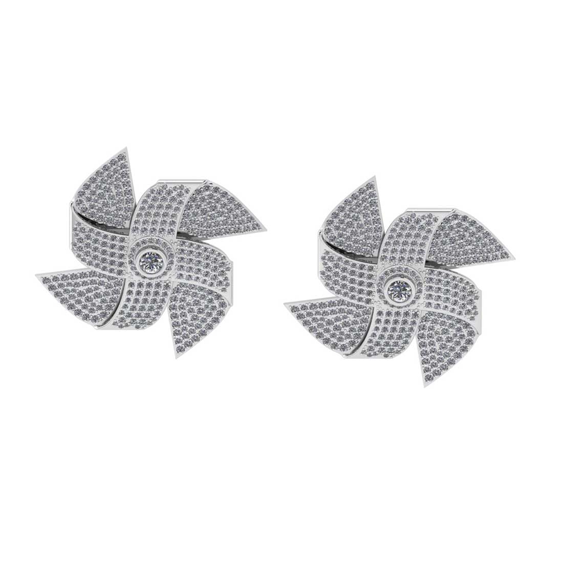 7.28 Ctw SI2/I1 Diamond 14K White Gold Stud Earrings: Center Diamond Weight : 0.50 Ctw (Round Cut) Center Diamond Color : J-K Center Stone Setting : Prong Center Stone Clarity : SI2/I1 Side Stone Weight Of Ctw 6.78 Ctw Side Stone Color : J-K Stone Clarit
