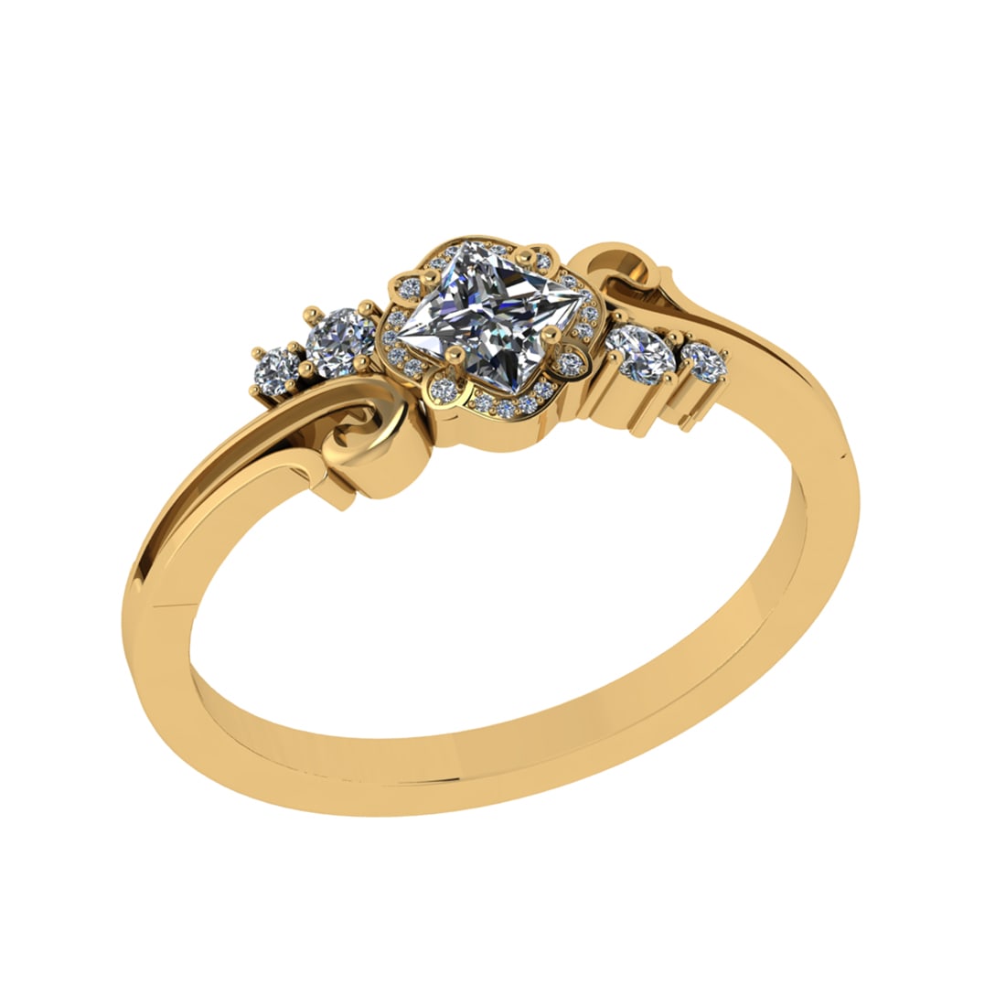 0.66 Ctw VS/SI1 Diamond Prong Set 14K Yellow Gold Engagement Ring: Center Diamond Weight :-: 0.50 Ctw ( Princess Cut) Color :- J-K Clarity : VS/SI1 Center Stone Setting : Prong Side Diamond Weight Of Ctw0.16 Ctw Color : J-K Clarity : VS/SI1 Stone Setting : Prong Meta