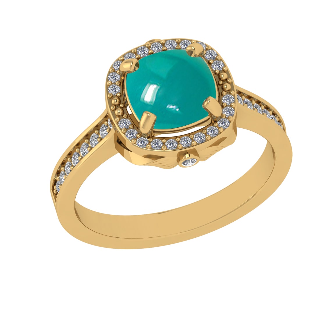 2.05 Ctw VS/SI1 Emerald and Diamond 14K Yellow Gold Engagement Ring: Color Stone Weight : 1.80 Ctw (Round Cab) Stone Color :- Emerald Center Stone Setting : Prong Side Weight Of Ctw 0.25 Ctw Color : J-K Clarity : VS/SI1 Stone Setting : Prong Metal Weight : Approx 4.70 