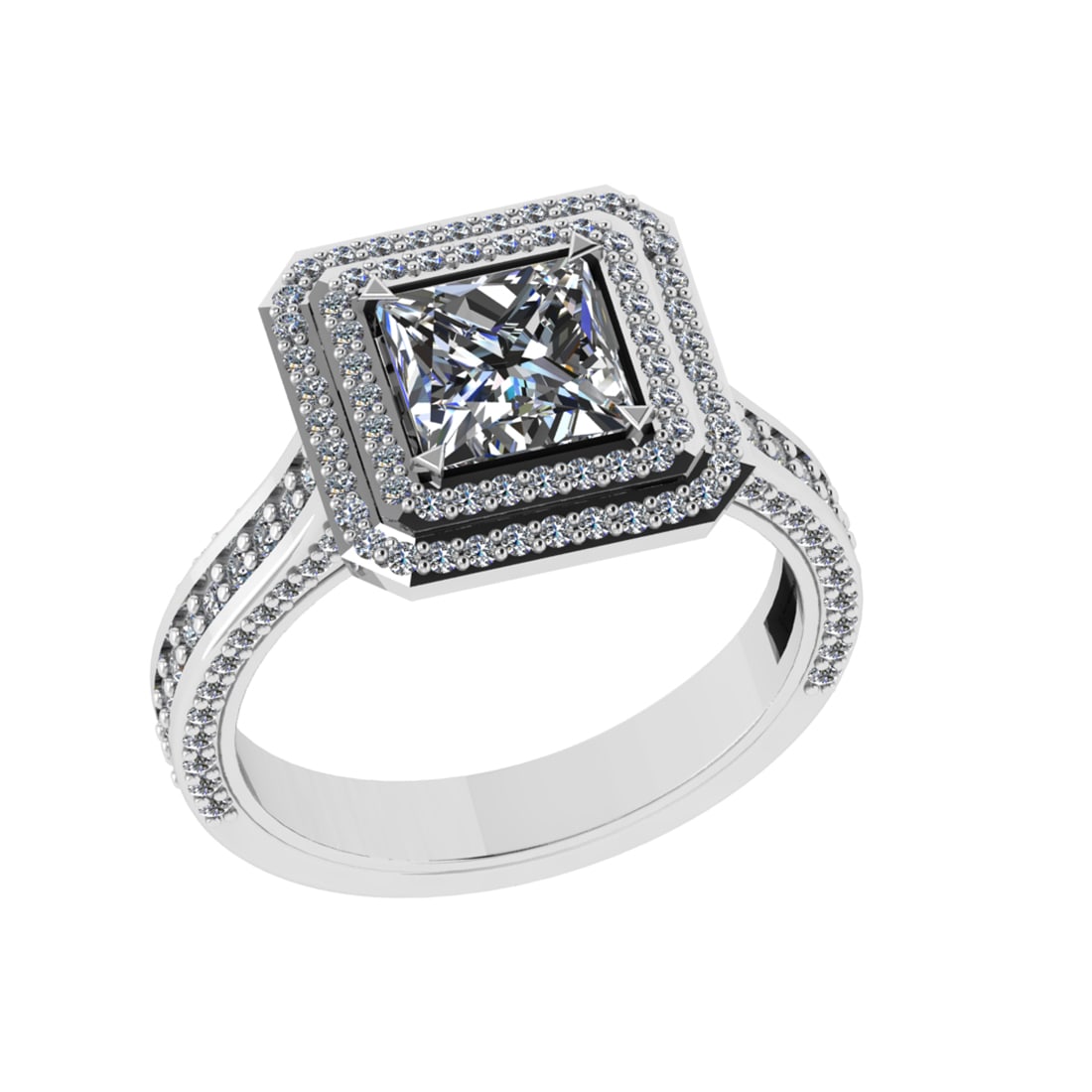 1.79 Ctw VS/SI1 Diamond 14K White Gold Engagment Ring: Center Diamond Weight : 1.00 Ctw (Princess Cut) Color : J-K Clarity : VS/SI1 Setting : Prong Side Weight Of Ctw 0.79 Ctw Color : J-K Clarity : VS/SI1 Stone Setting : Prong Metal Weight : Approx 4.10 g