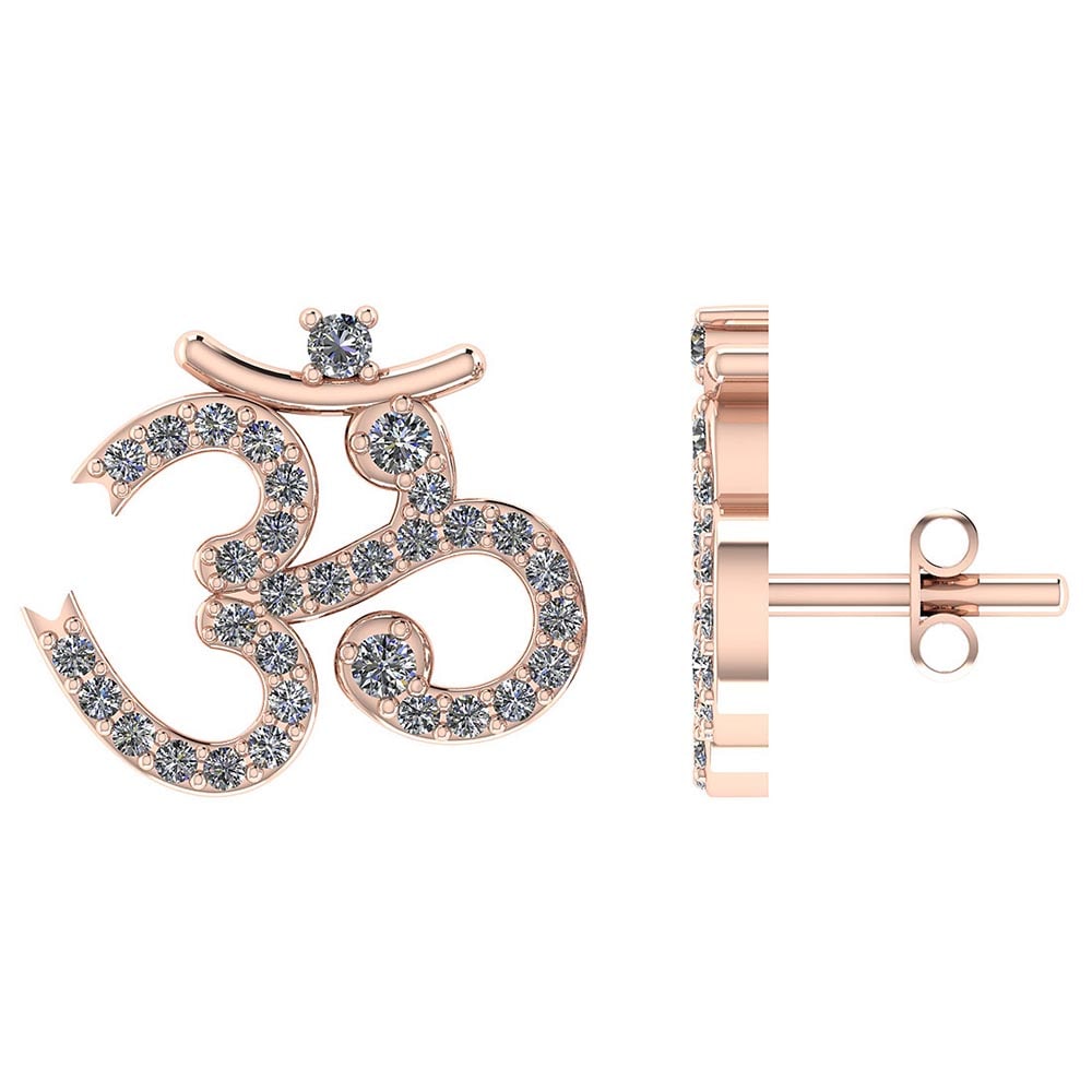 Certified .40 CTW Round Diamond 14K Rose Gold Earring: Total Diamond Weight .40 CTW Round Center Stone Clarity:SI1-SI2 Center Stone Color G-H : White Diamond Stone Setting ;Prong 14K Rose Gold Earring #PAPPS92282v5
