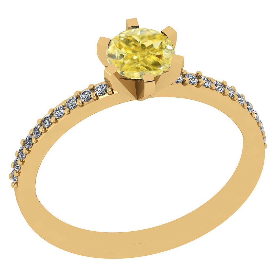 Certified 1.04 Ct GIA Certified Natural Fancy Yellow Diamond And White Diam: Center Stone Approx Weight: 0.92 Ctw (1psc Cushion Cut) GIA Certified Center Stone Color: Natural Fancy Yellow Diamond Center Stone Clarity: i3/i3 Stone Setting: Prong Side Stone Approx Weight: 0.12 c