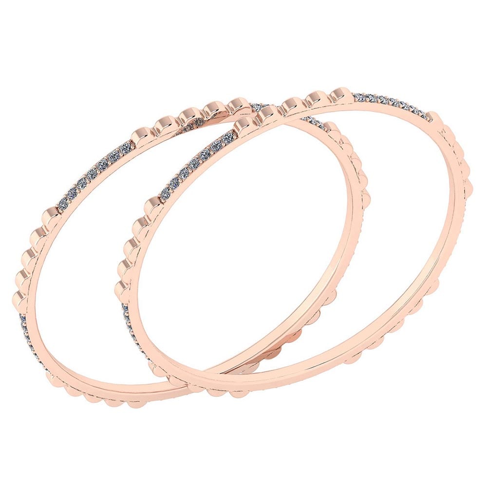 Certified 2.10 Ctw Diamond VS/SI1 Bangles 14K Rose Gold Made In USA: Center Stone Approx Weight: 2.10 Ctw (70 Pcs Round) Center Stone Color: White G-H Diamond Stone Clarity: VS/SI1 Stone Setting: Prong Metal Approx Weight: 21.89 Gram Bangles Size: 57 mm 224 Inches 14K 