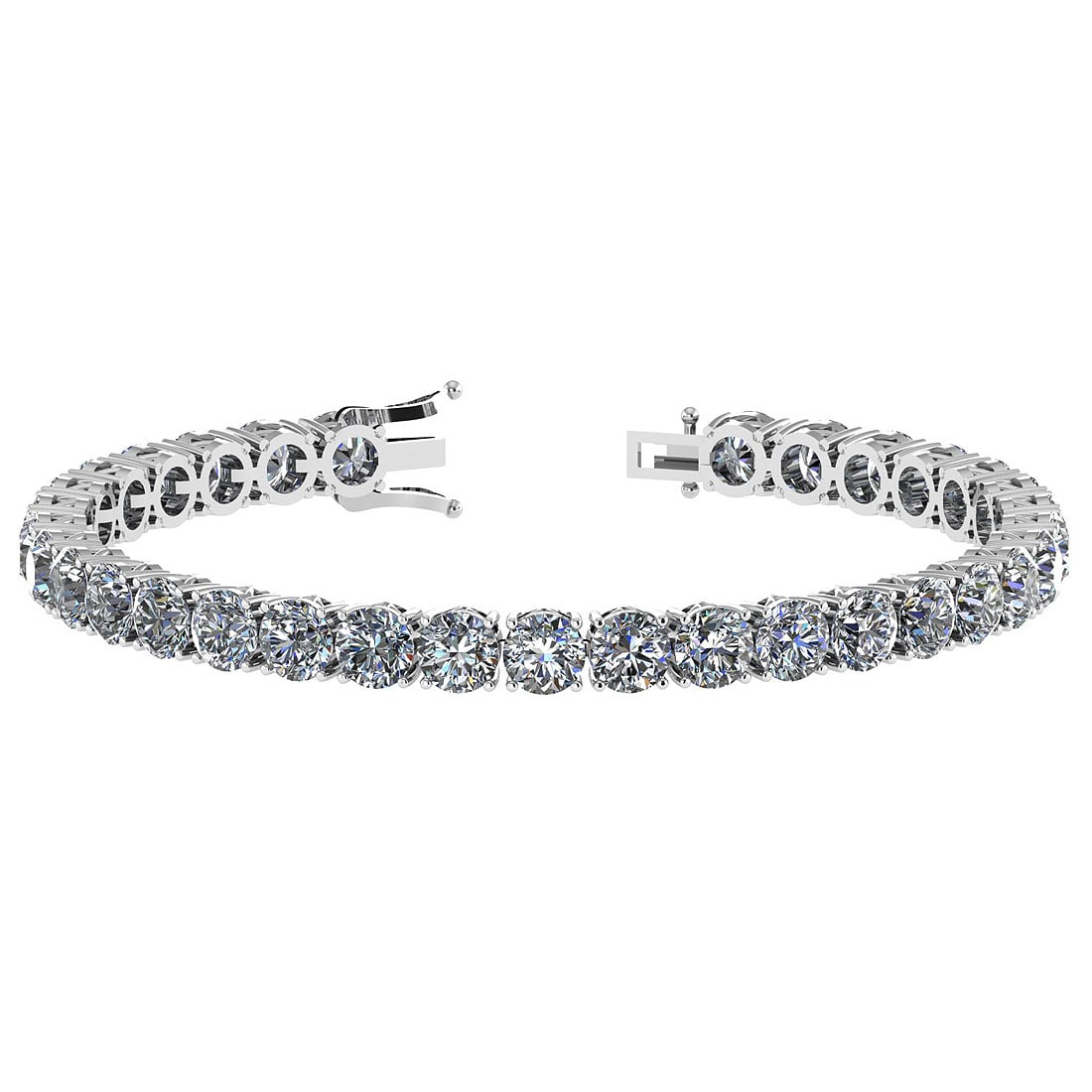 14.85 Ctw SI2/I1 Diamond Ladies Fashion 18K White Gold Tennis Bracelet: Diamond Stone Weight ; 14.85 Ctw ( Round Cut) Diamond Stone Color : White J-KDiamond Stone Clarity : SI2/I1 Stone Setting : Prong Metal Weight : Approx 11.80 Gram 18K White Gold Tennis Bracelet Size-