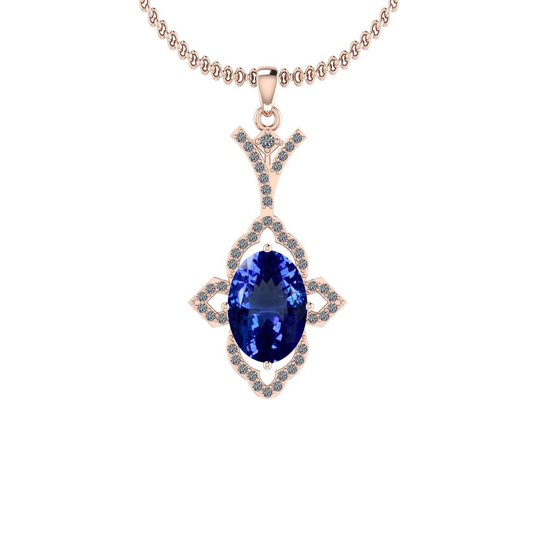 Certified 5.58 Ctw VS/SI1 Tanzanite And Diamond 14K Rose Gold Vintage Style: Center Stone Approx Weight: 5.30 Ctw (1 Pcs Oval Cut) Center Stone Color: Tanzanite Center Stone Setting: Prong Side Stone 0.28 Ctw Side Stone Color: G-H Stone Clarity: VS/SI1 Stone Setting: Prong Met