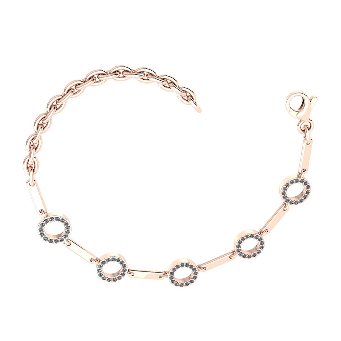 Certified 0.37 Ctw Diamond VS/SI1 Bracelet 14K Rose Gold Made In USA: Diamond Stone Weight Approx ; 0.37 Ctw (75 Pcs Round) Diamond Stone Color: White G-H Diamond Stone Clarity: VS/SI1 Center Stone Setting: Prong Metal Weight Approx: 3.20 Gram 14K Rose Gold Bracelet Mad
