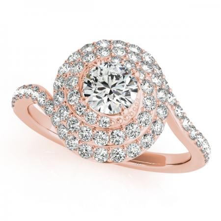 Certified 0.90 Ctw SI2/I1 Diamond 14K Rose Gold Engagement Halo Ring
