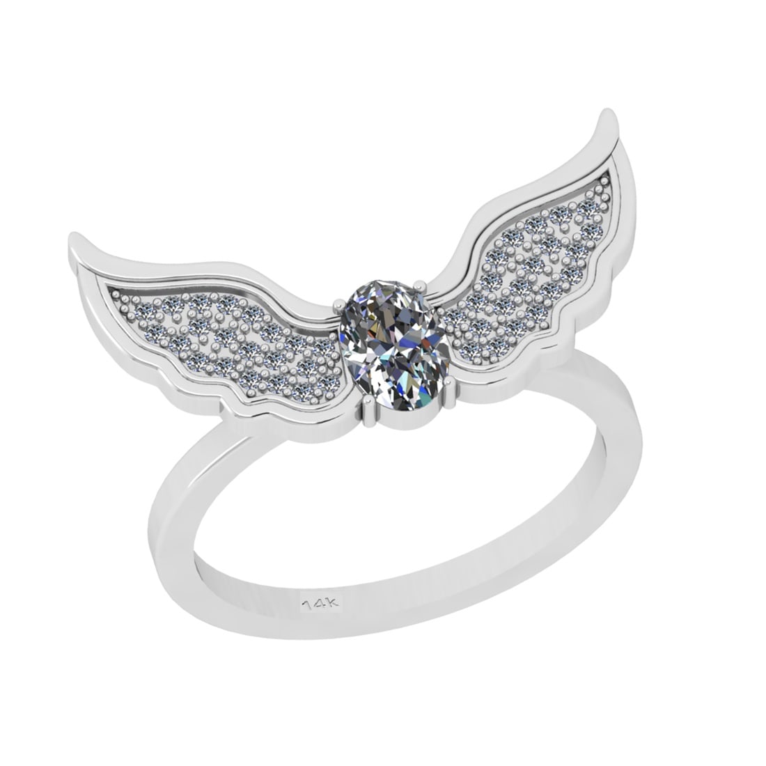0.96 Ctw SI2/I1 Diamond 14K White Gold Vintage Wedding Ring: Center Stone Weight : 0.70 Ctw (Oval Cut ) Center Stone Color : J-K Center Stone Clarity : SI2/I1 Center Stone Setting : Prong Side Stone Weight Of Ctw 0.26 Ctw Side Stone Color : J-K Stone Clarity : 