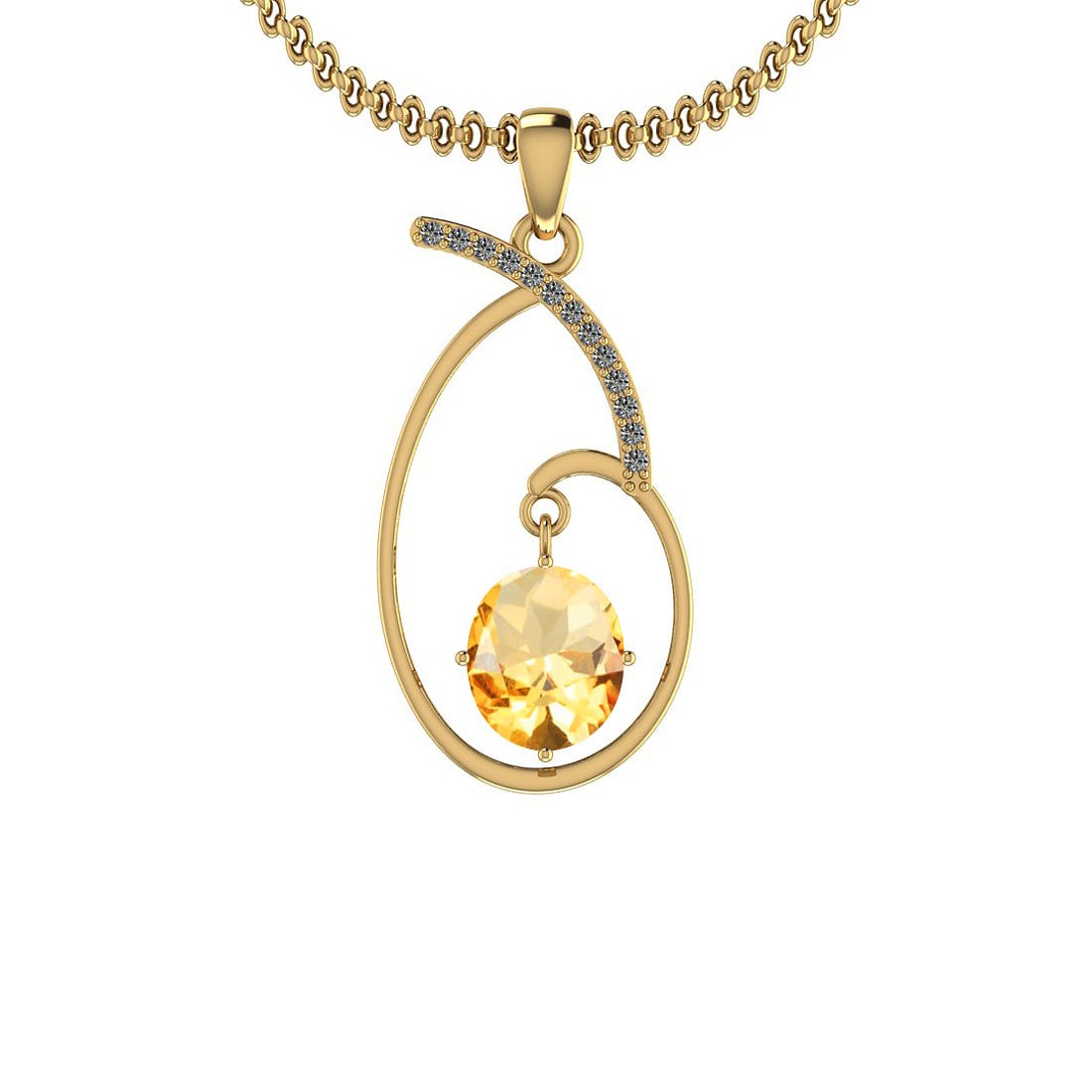 Certified 3.28 Ctw Yellow Topaz And Diamond I2/I3 14K Yellow Gold Pendant