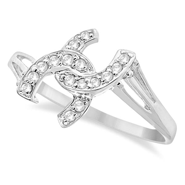 Double Horseshoe Diamond Ring in 14K White Gold 0.10ctw: CENTER STONE; Diamond CENTER STONE CLARITY; SI CENTER STONE COLOR; J-K CENTER STONE SETTING; Pave SIDE STONE CLARITY; SIDE STONE COLOR; SIDE STONE SETTING; ctw OF SIDE STONE: SIDE STONE QUALITY; #PAPP