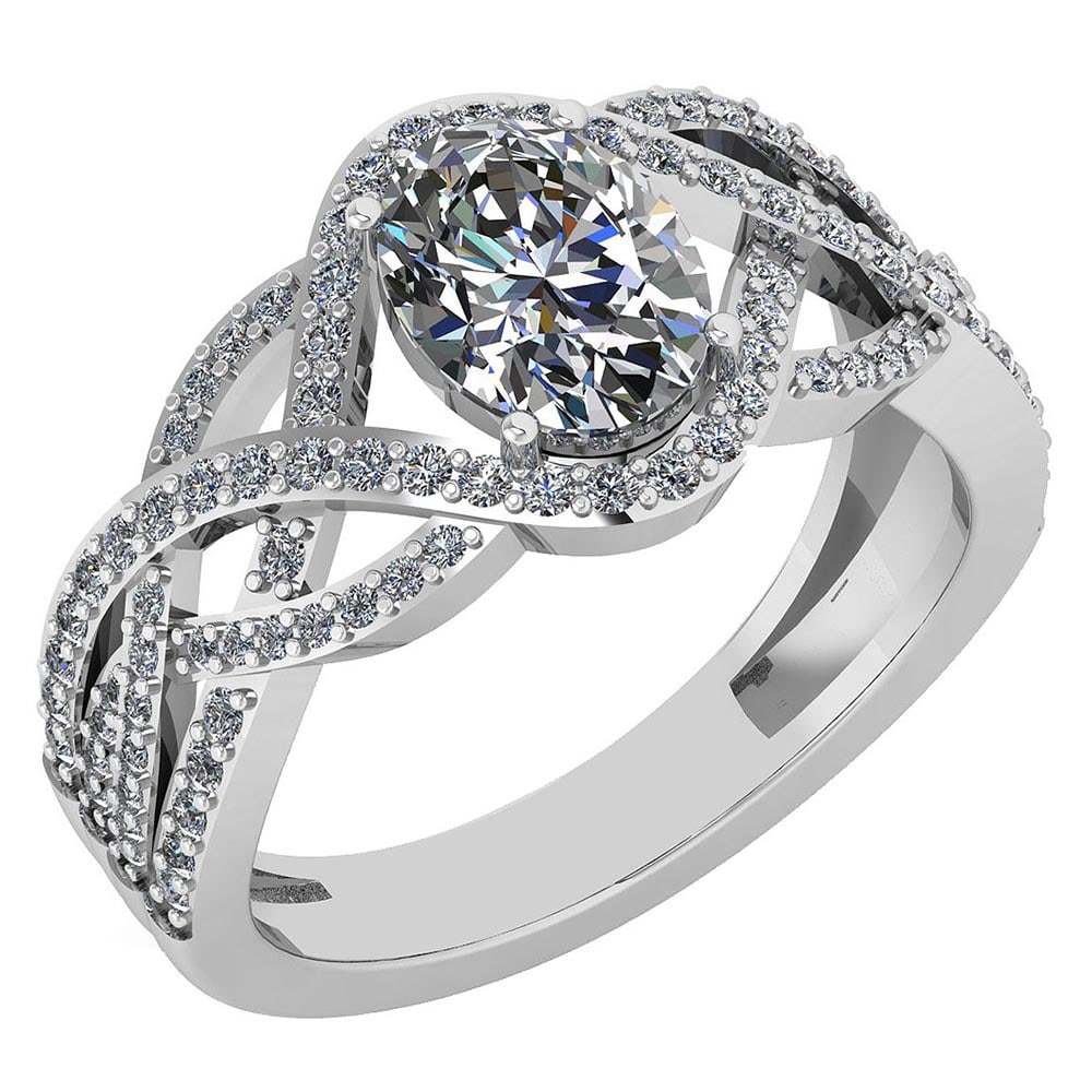 Certified 1.79 Ctw Diamond VS/SI1 Halo Ring For 14K White Gold: Center Stone Weight ; 1.25 Ctw (1 Pcs Oval) Stone Color: White G-H Diamond Stone Clarity: SI1/SI2 Color Stone Setting ; Prong Side Stone (98 Pcs Round Cut Diamond) Weight of Ctw ; 0.54 ctw Side Stone 
