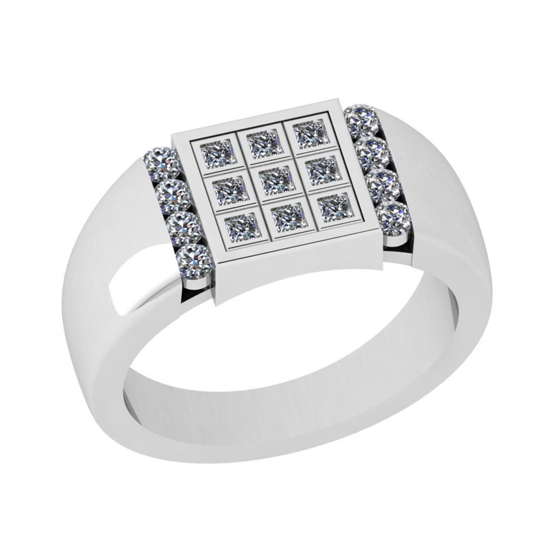 0.44 Ctw SI2/I1 Diamond 14K White Gold Men s Engagement Ring: Total Diamond Weight : 0.44 Ctw (Princess & Round Cut) Color : J-K Setting : Prong Stone Clarity : SI2/I1 Metal Weight : Approx 4.90 Gram 14K White Gold Men s Engagement Ring #PAPPS91477v7