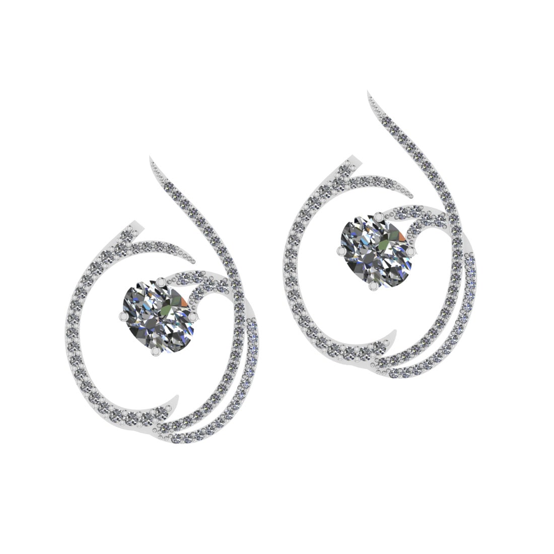 2.06 Ctw SI2/I1 Diamond 14K Yellow Gold Earrings: Center Diamond Weight : 1.00 Ctw (Oval Cut) Center Diamond Color : J-K Center Stone Setting : Prong Center Stone Clarity : SI2/I1 Side Stone Weight Of Ctw 1.06 Ctw Side Stone Color : J-K Stone Clarity