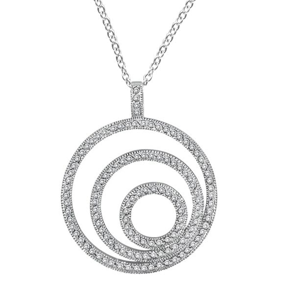 Diamond Circle Pendant in 14k White Gold 1 Ctw.: METAL TYPE: 14k White Gold ;TOTAL CARAT WEIGHT: 1 ;NAME OF CENTER STONE: Diamond ;CENTER STONE SHAPE: Round ;CENTER STONE CLARITY: SI ;CENTER STONE COLOR: J-K ;CENTER STONE SETTING: Prong ;CENTER STON