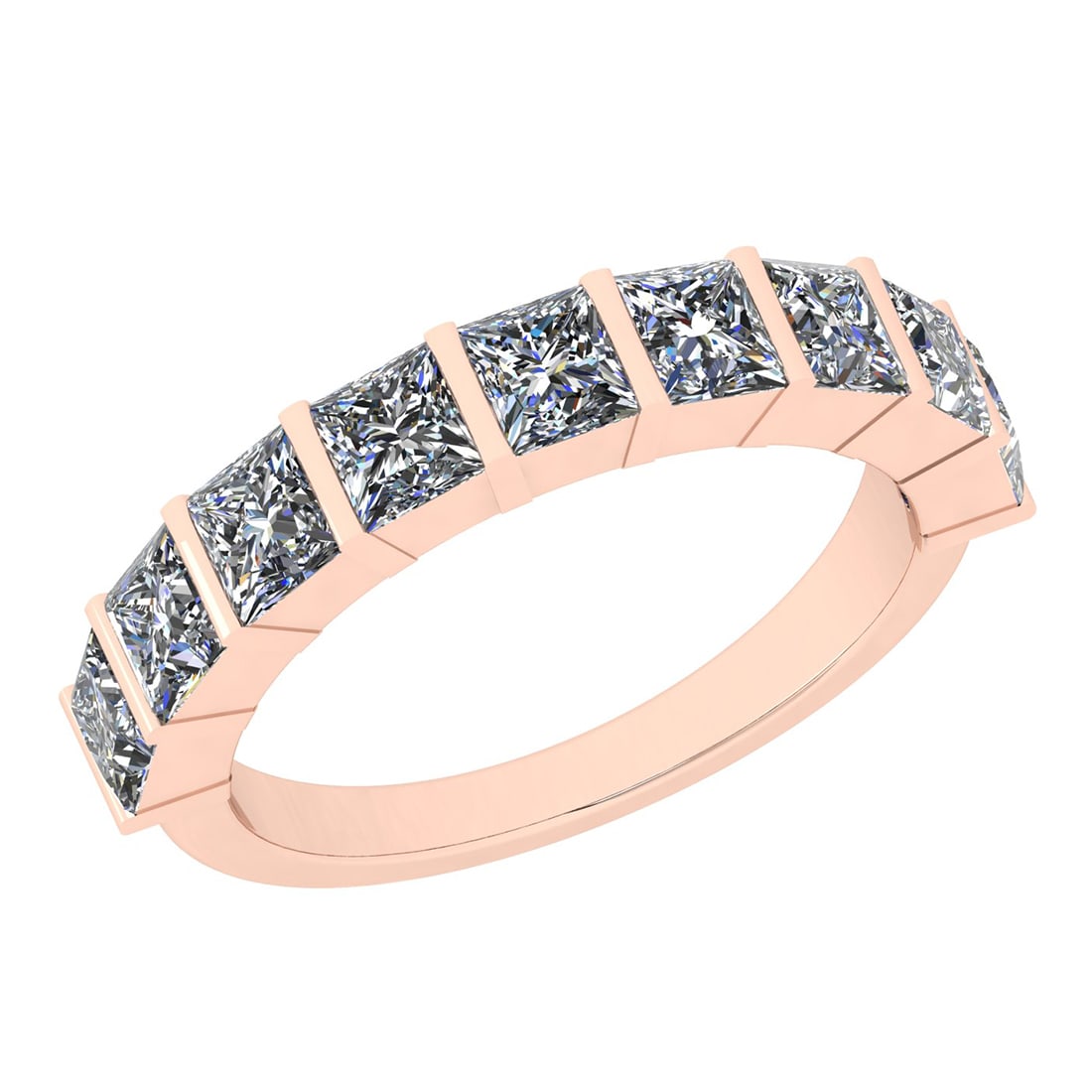 0.90 Ctw Diamond 14k Rose Gold Eternity Band Ring: Center Diamond Weight : 0.90 Ctw (Princess Cut ) Center Diamond Color : J-K Stone Setting : Prong Center Stone Clarity : SI2/I1 Metal Weight : Approx 2.90 Gram 14k Rose Gold Eternity Band Ring Current