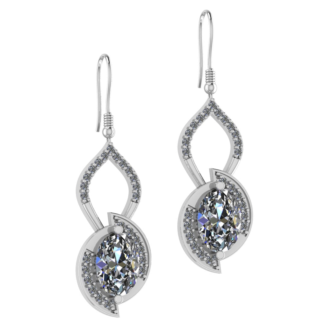 2.00 Ctw SI2/I1 Diamond 14K Yellow Gold Wire Hook Earrings: Center Diamond Weight : 1.40 Ctw (Oval Cut) Center Diamond Color : J-K Center Stone Setting : Prong Center Stone Clarity : SI2/I1 Side Stone Weight Of Ctw 0.60 Ctw Side Stone Color : J-K Stone Clarity