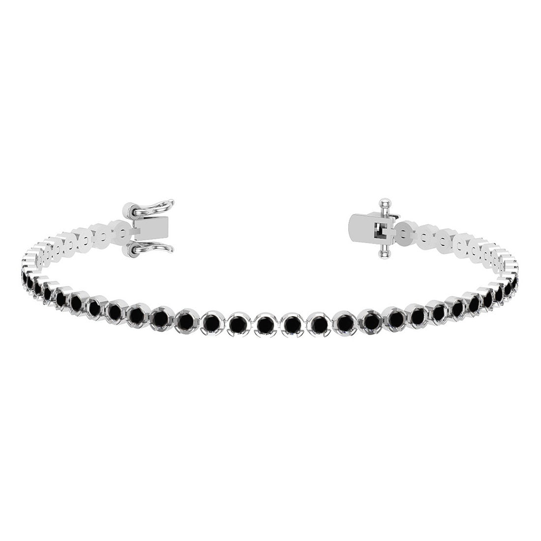 2.60 Ctw i2/i3 Treated Fancy Black Diamond 14K White Gold Bracelet: Center Diamond Weight : 2.60 Ctw (Round Cut) Center Diamond Color :- Treated Fancy Black Diamond Center Clarity : I2/I3 Stone Setting : Prong Metal Weight : Approx 7.90 Gram 14K White Gold Bracelet #P