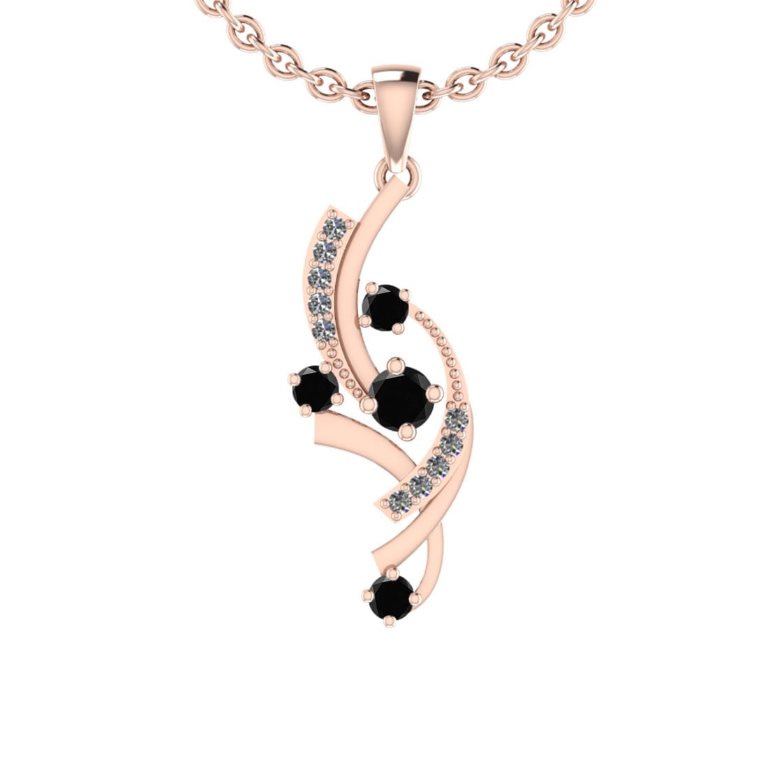 0.70 Ctw i2/i3 Treated fancy Black Diamond 14K Rose Gold Pendant Necklace: Center Stone Weight : 0.55 Ctw ( Round Cut ) Center Stone Color :- Treated fancy Black Diamond Center Clarity : I2/I3 Center Stone Setting : Prong Side Stone Weight Of Ctw 0.15 Ctw Side Stone Color : 